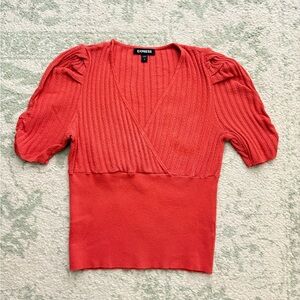 Express Vibrant Red Ribbed Sweater